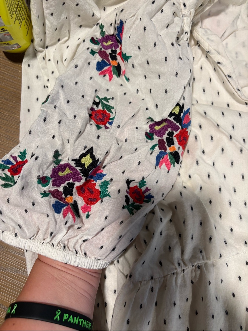 HATCH White Dress with Navy Dot Print - Picture 2 of 3